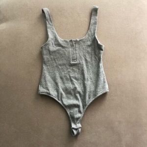 Gray ribbed bodysuit